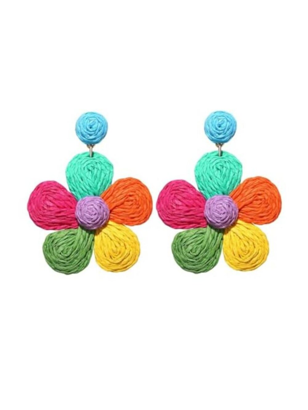 Rattan flower Earrings for Women Multicolor Daisy Raffia Straw Flower Dangle